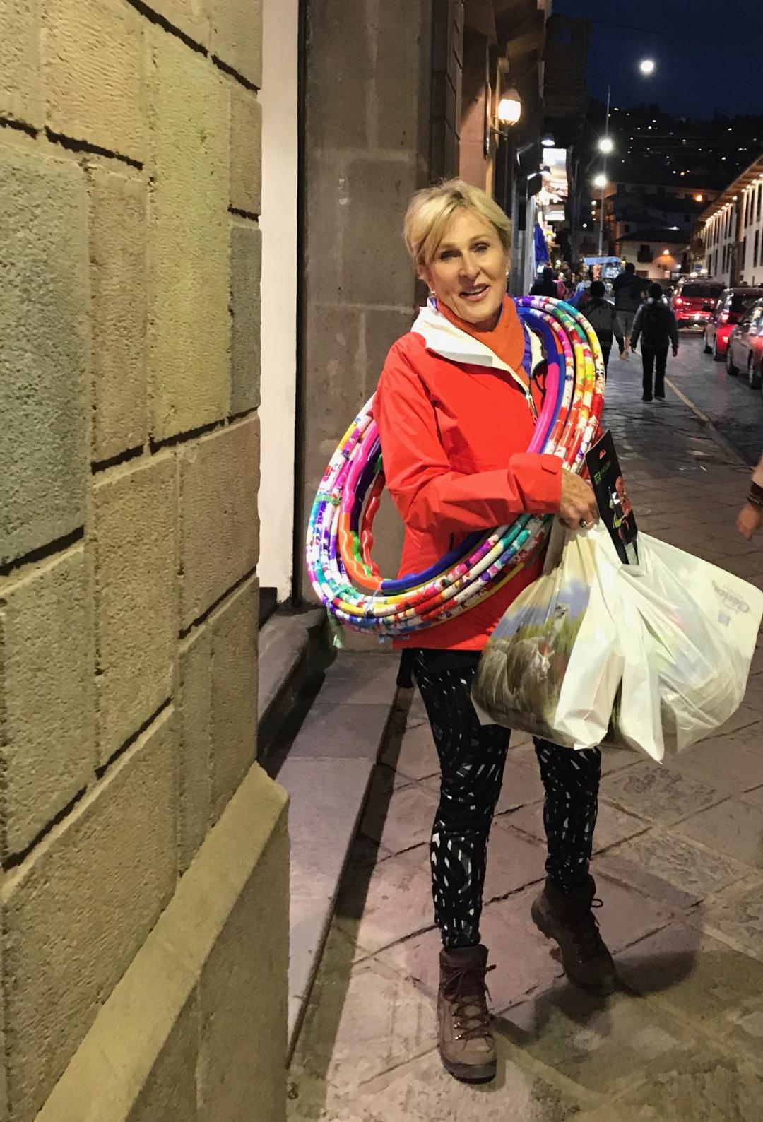 Gathering last minute supplies in Cusco.  Hula hoops are a must!